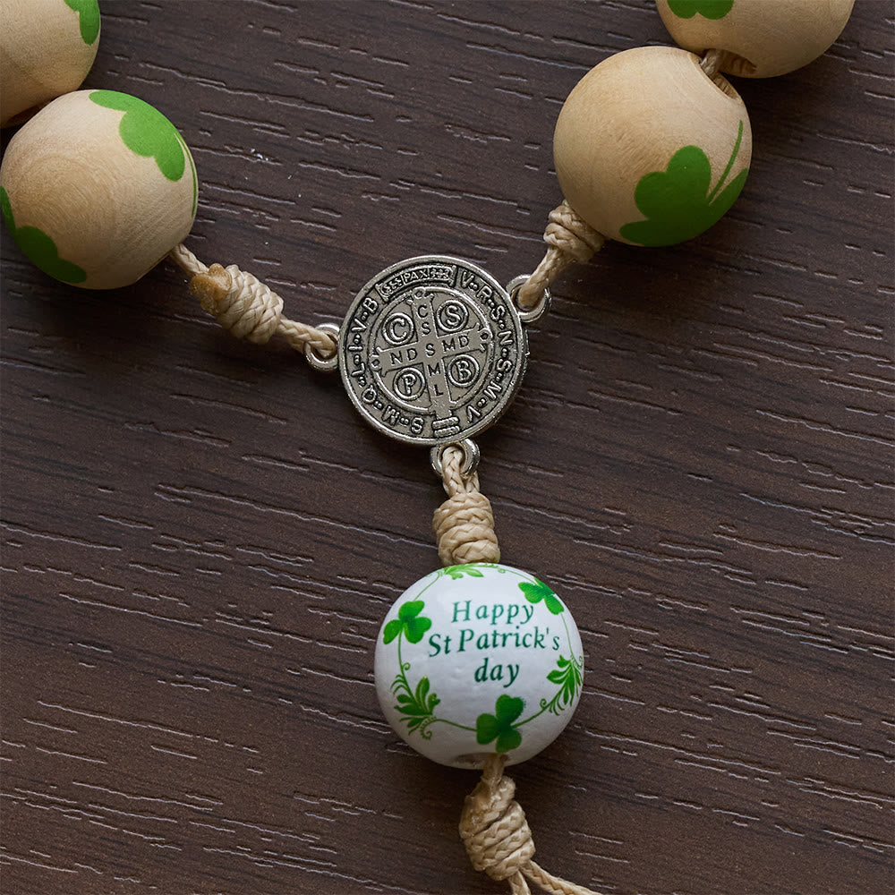 Christianartworkshop Rosario de bolsillo de madera con bendición irlandesa, ideal como regalo para el Día de San Patricio. - image 12