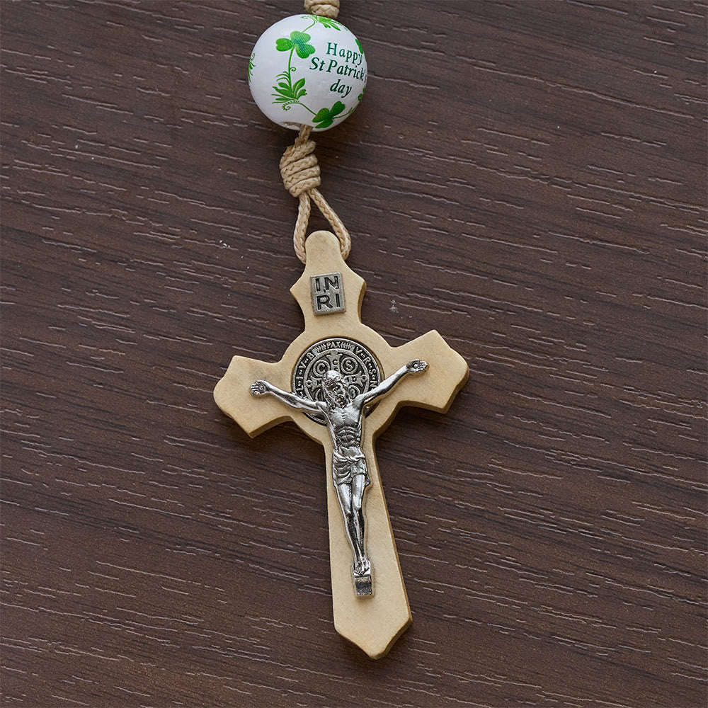 Christianartworkshop Rosario de bolsillo de madera con bendición irlandesa, ideal como regalo para el Día de San Patricio. - image 15