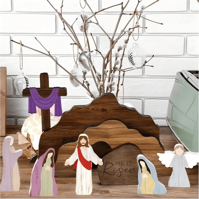 Christianartworkshop Conjunto de decoración de Pascua con escena de la Resurrección: un símbolo de esperanza eterna. - image 1