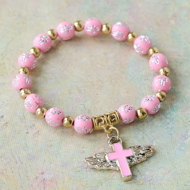 Christianartworkshop Pulsera con dije de cruz alada: una oración visual de devoción y conexión. - Rosa - image 5