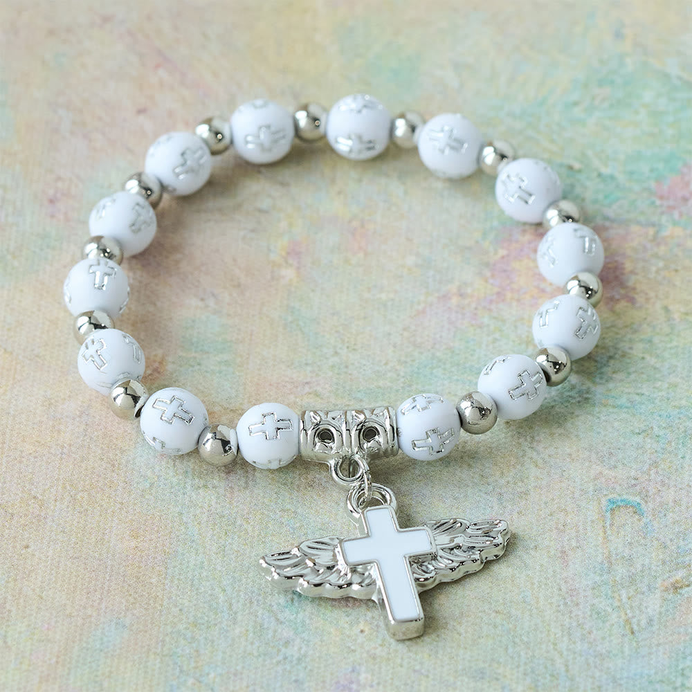 Christianartworkshop Pulsera con dije de cruz alada: una oración visual de devoción y conexión. - Blanco - image 3