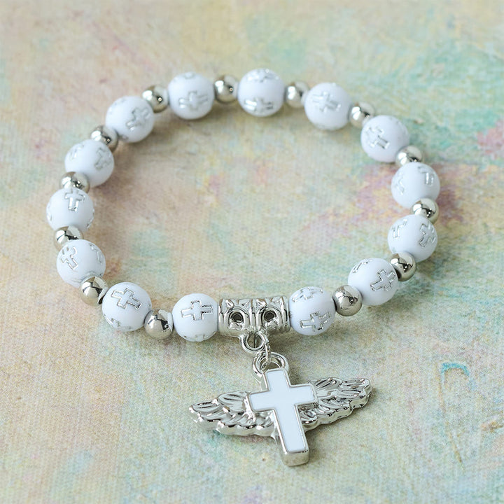 Christianartworkshop Pulsera con dije de cruz alada: una oración visual de devoción y conexión. - Blanco - image 3