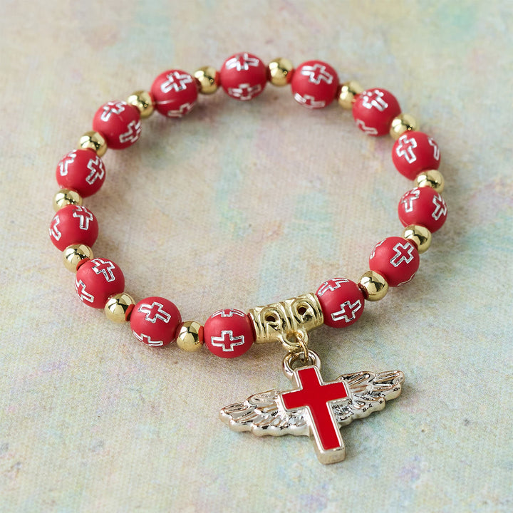 Christianartworkshop Pulsera con dije de cruz alada: una oración visual de devoción y conexión. - Rojo - image 4