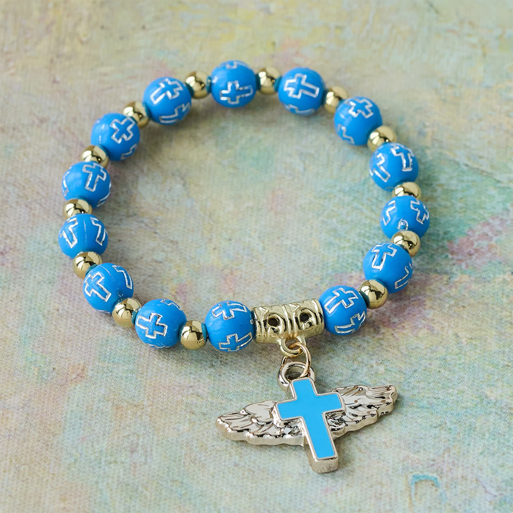 Christianartworkshop Pulsera con dije de cruz alada: una oración visual de devoción y conexión. - Azul - image 6