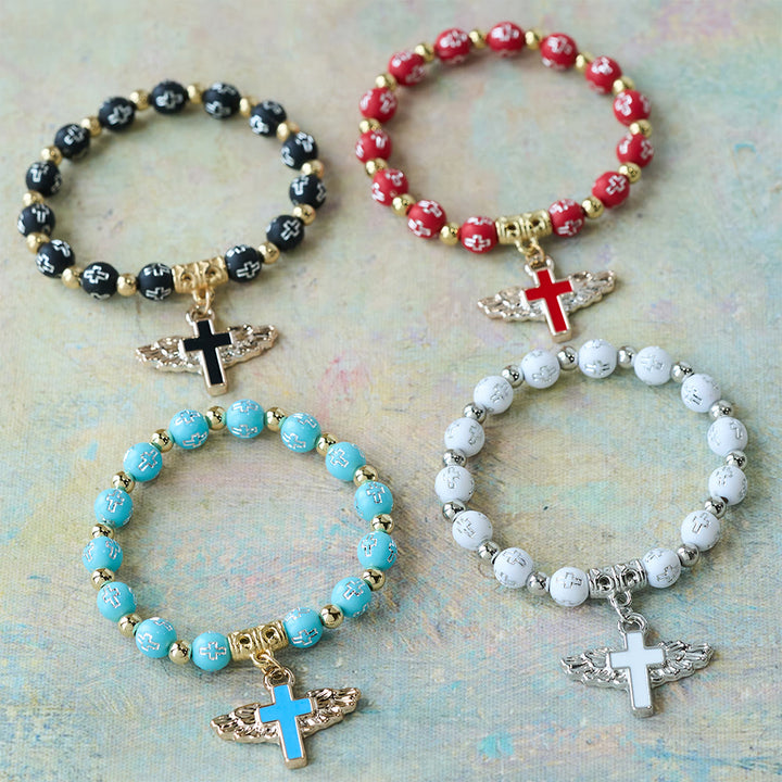 Christianartworkshop Pulsera con dije de cruz alada: una oración visual de devoción y conexión. - image 0