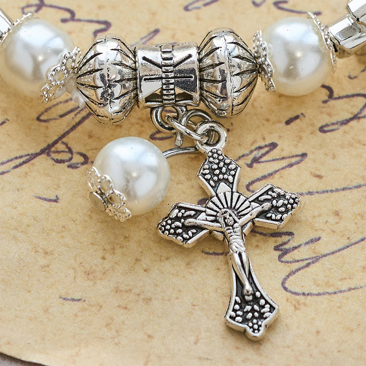Christianartworkshop Pulsera de cuentas con cruz plateada: encarna la gracia de la reflexión en oración. - image 10