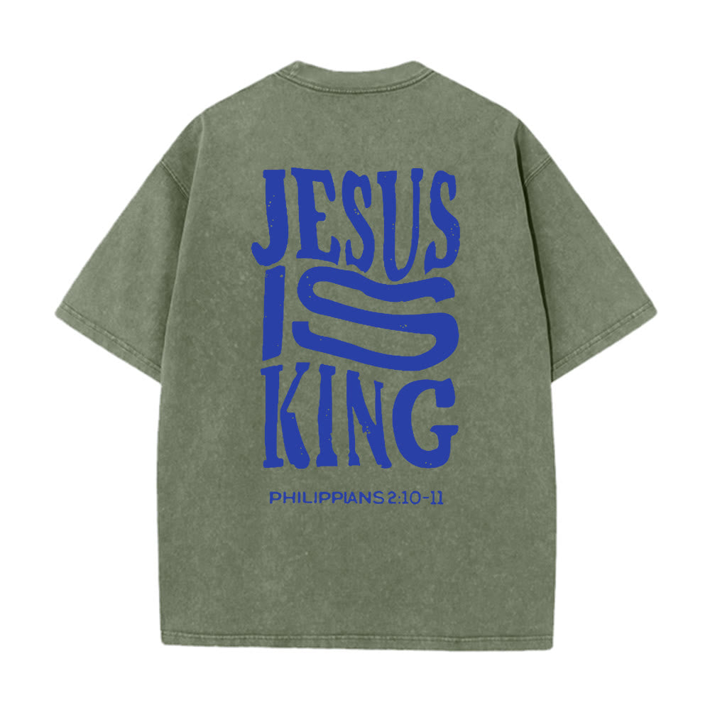 Christianartworkshop Camiseta unisex lavada con estampado "Jesús es Rey" - image 21