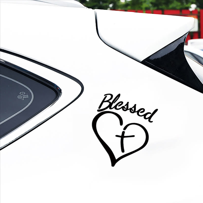 Christianartworkshop Pegatina para coche con diseño de corazón bendito y cruz: Una suave invitación a detenerse y orar. - image 1