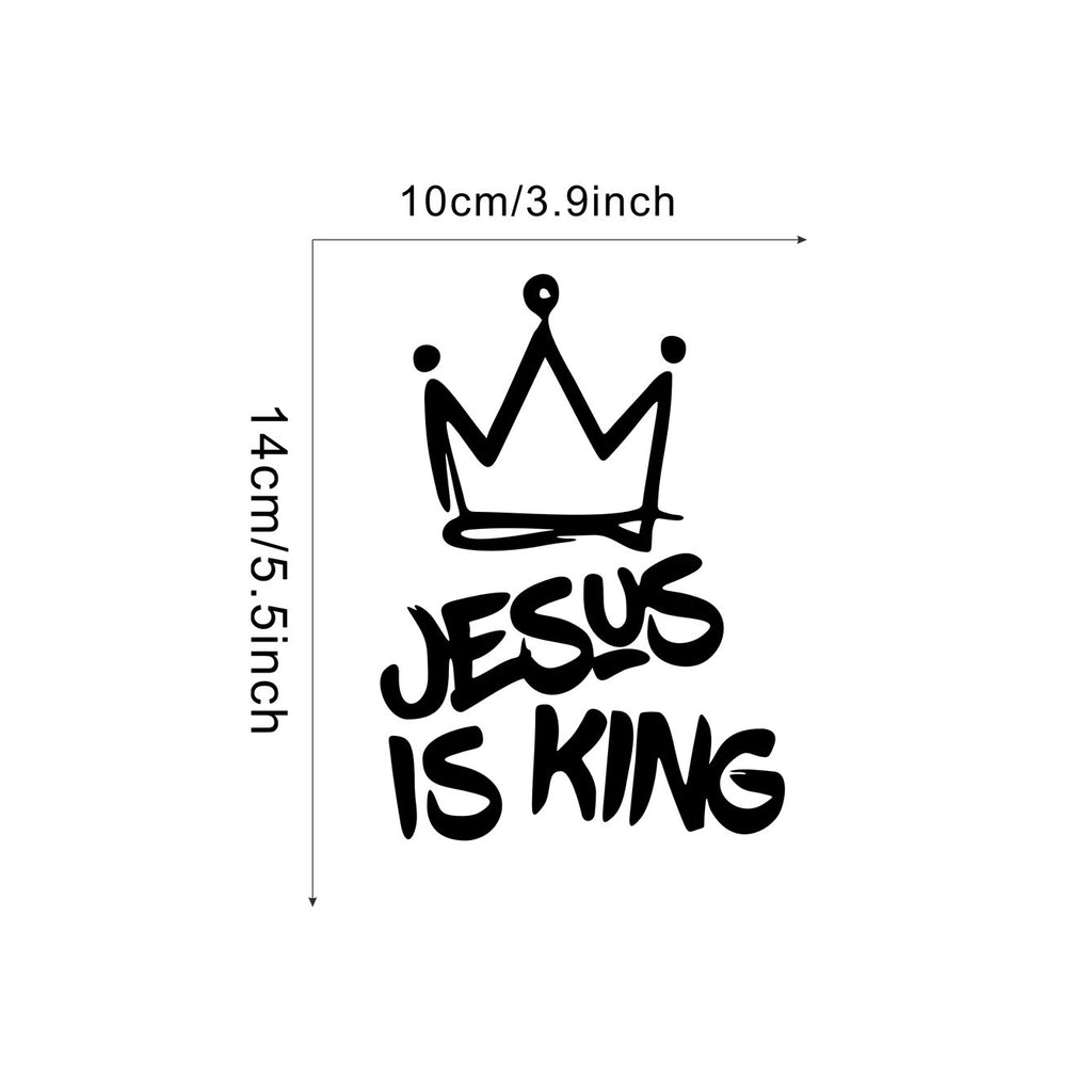 Christianartworkshop Pegatina para coche con la frase "Jesús es Rey" y diseño de corona: Decoración duradera para viajes diarios llenos de fe. - image 13