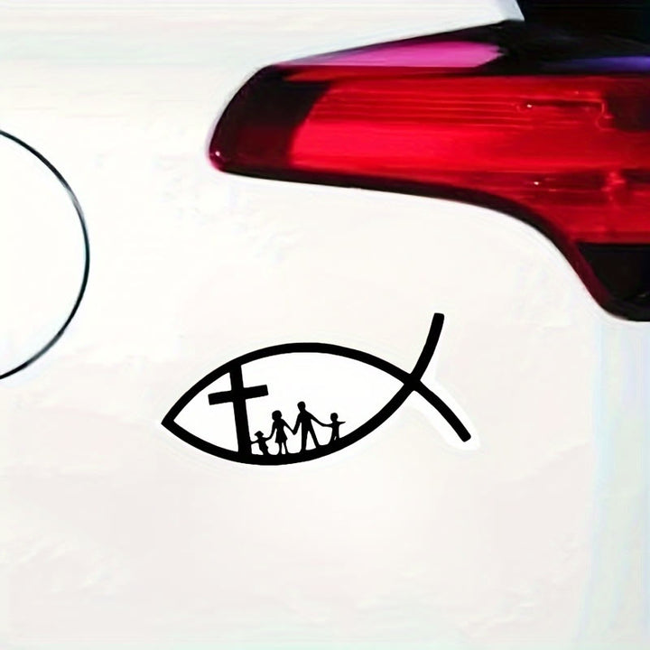 Christianartworkshop Emblema metálico para coche con la Cruz de Ichthys: un símbolo de fe y vínculo familiar para vehículos. - image 3
