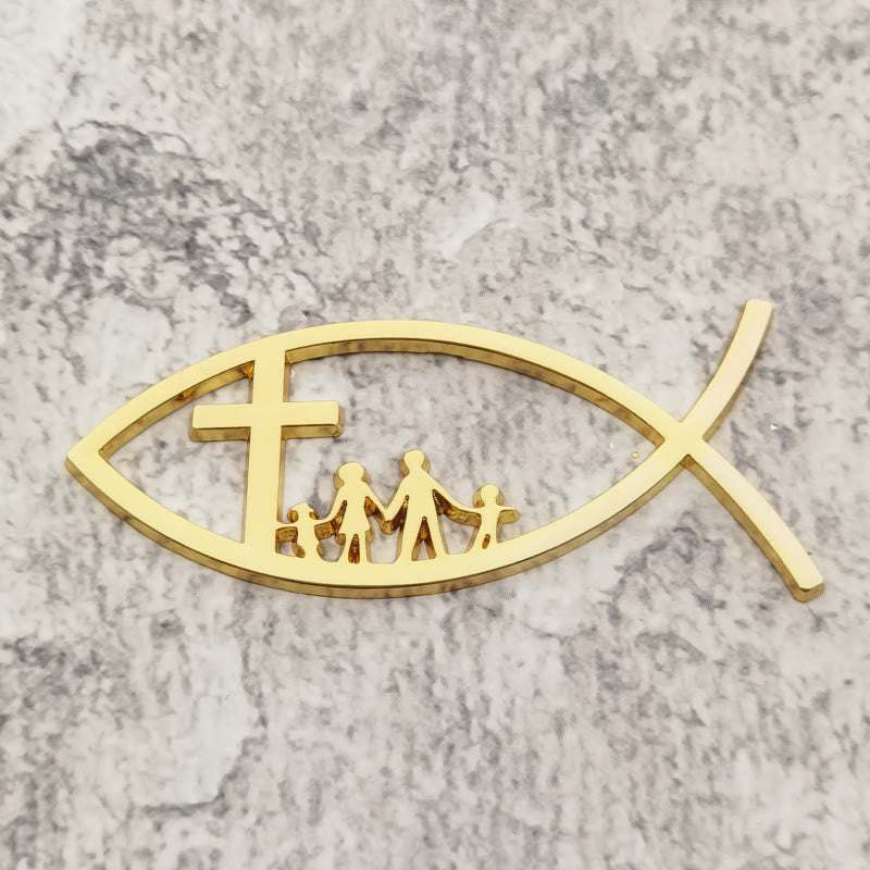 Christianartworkshop Emblema metálico para coche con la Cruz de Ichthys: un símbolo de fe y vínculo familiar para vehículos. - Dorado - Juego de 10 - image 7