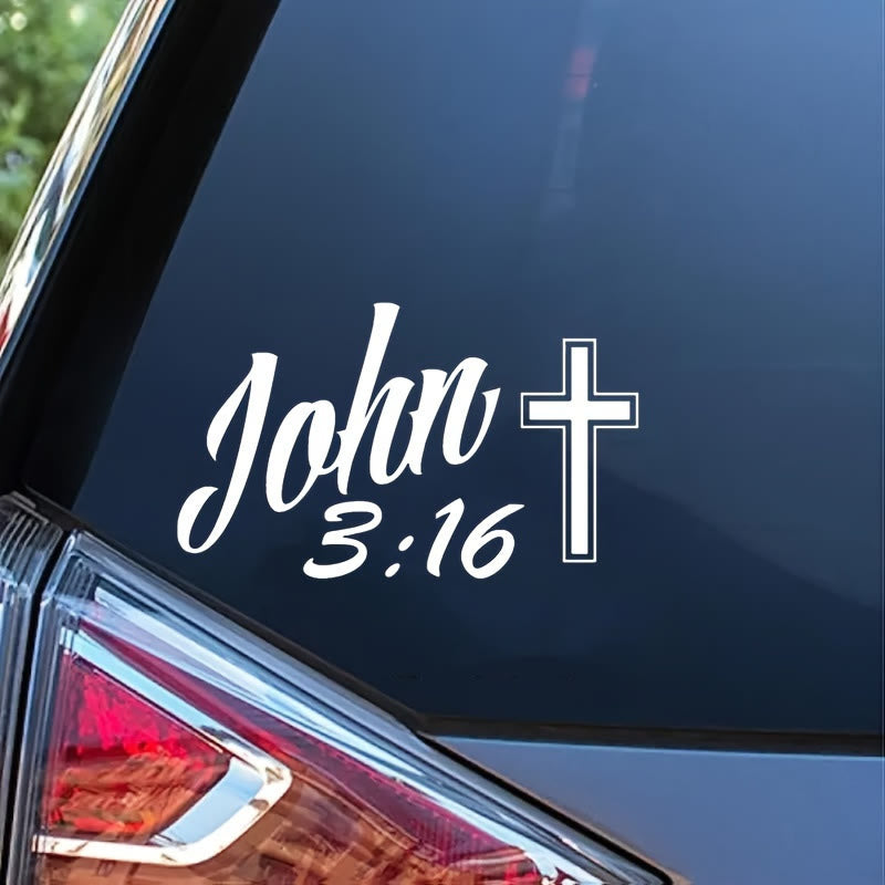 Christianartworkshop Pegatina para coche con la cruz de Juan 3:16: Calcomanía con letras grandes para una decoración de vehículos llena de fe. - image 1
