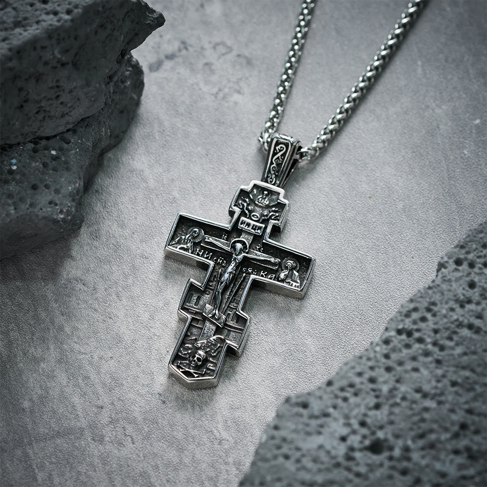 Christianartworkshop Collar con crucifijo de Jesús ortodoxo de titanio, joyería de protección - image 3