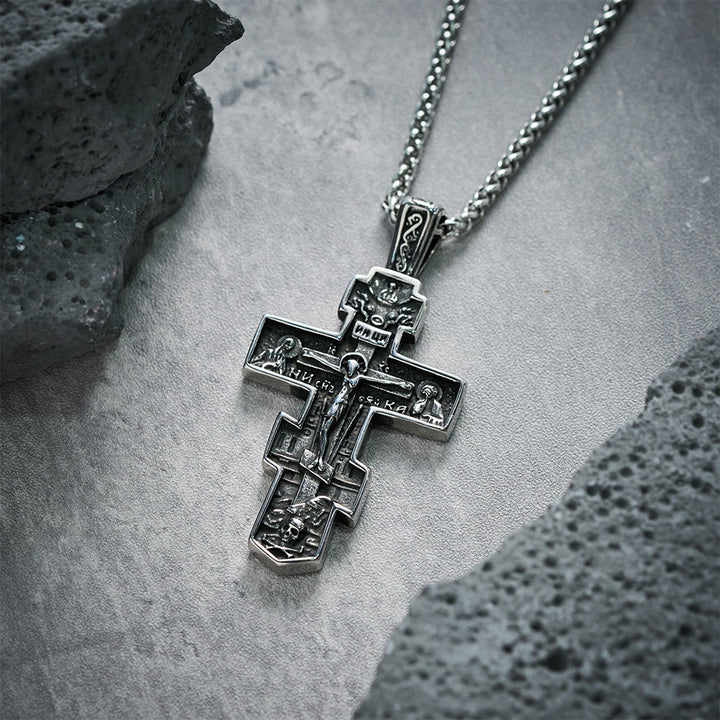 Christianartworkshop Collar con crucifijo de Jesús ortodoxo de titanio, joyería de protección - image 3