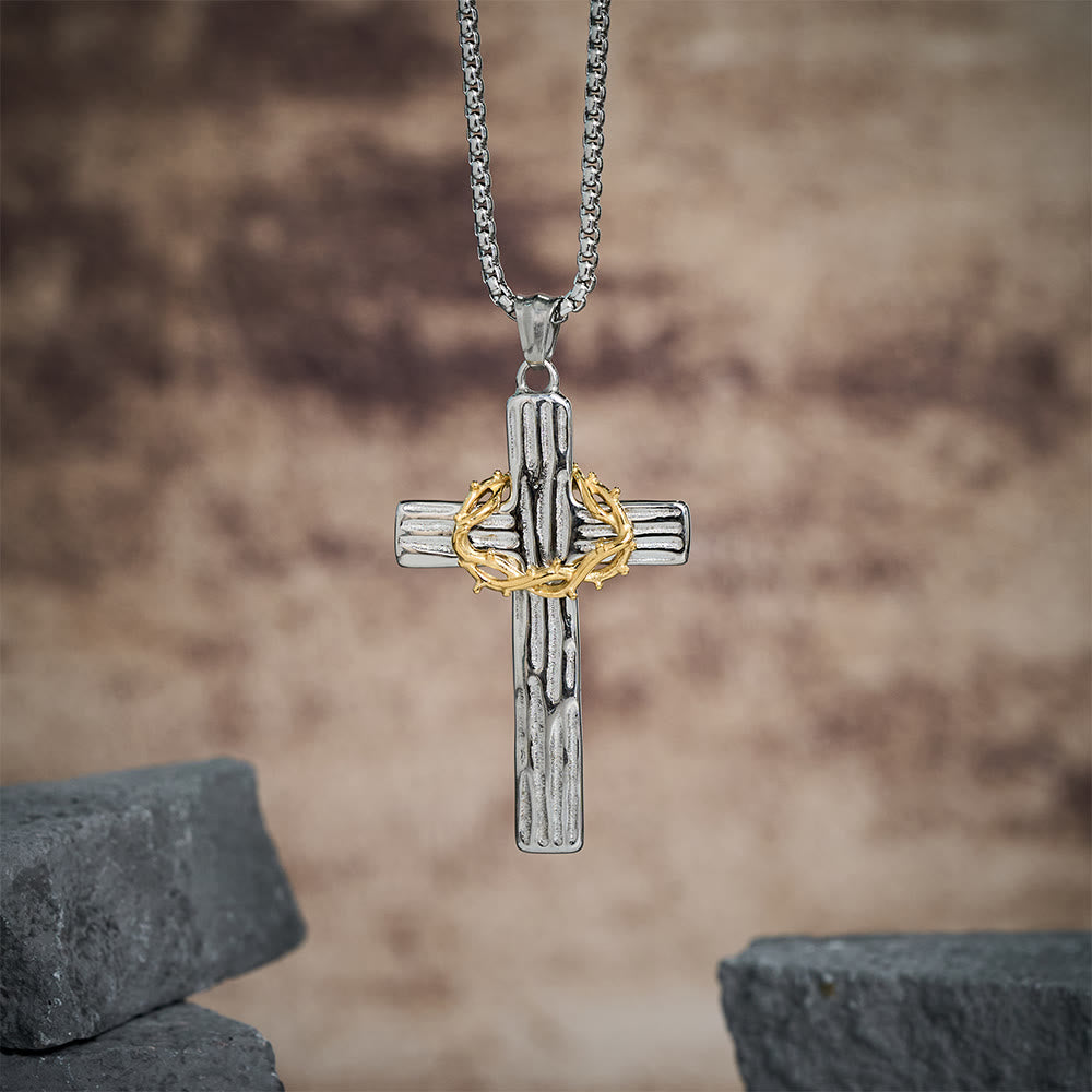 Christianartworkshop Collar con colgante de cruz de la corona de espinas de Jesús de estilo moderno para protección sagrada. - image 2
