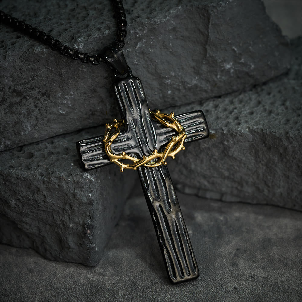 Christianartworkshop Collar con colgante de cruz de la corona de espinas de Jesús de estilo moderno para protección sagrada. - image 7