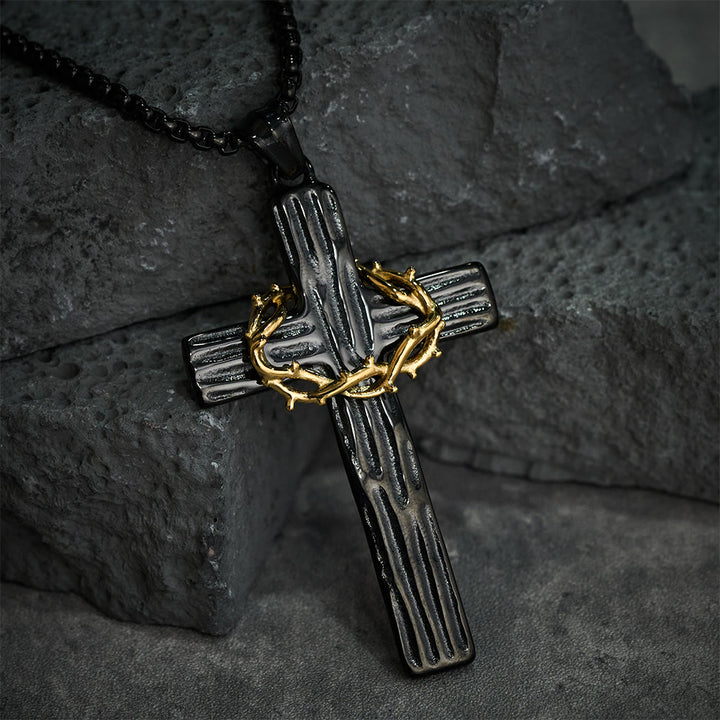 Christianartworkshop Collar con colgante de cruz de la corona de espinas de Jesús de estilo moderno para protección sagrada. - image 7