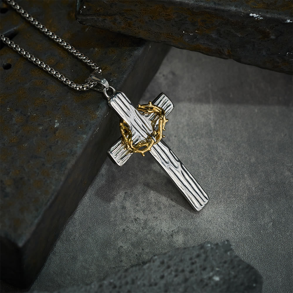 Christianartworkshop Collar con colgante de cruz de la corona de espinas de Jesús de estilo moderno para protección sagrada. - image 4