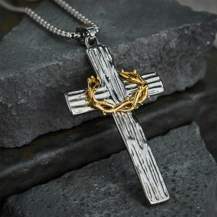 Christianartworkshop Collar con colgante de cruz de la corona de espinas de Jesús de estilo moderno para protección sagrada. - image 5