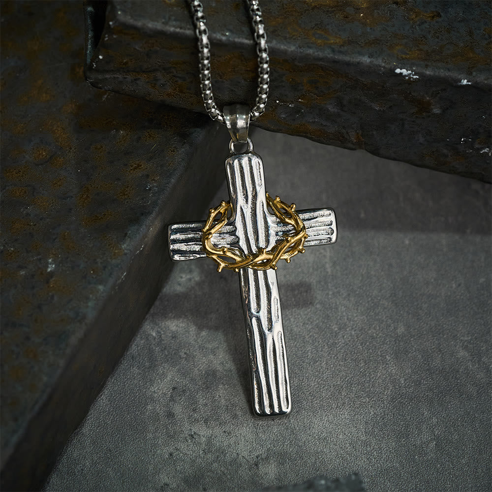 Christianartworkshop Collar con colgante de cruz de la corona de espinas de Jesús de estilo moderno para protección sagrada. - image 6