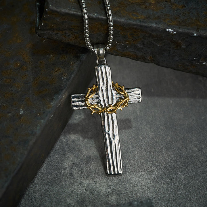 Christianartworkshop Collar con colgante de cruz de la corona de espinas de Jesús de estilo moderno para protección sagrada. - image 6