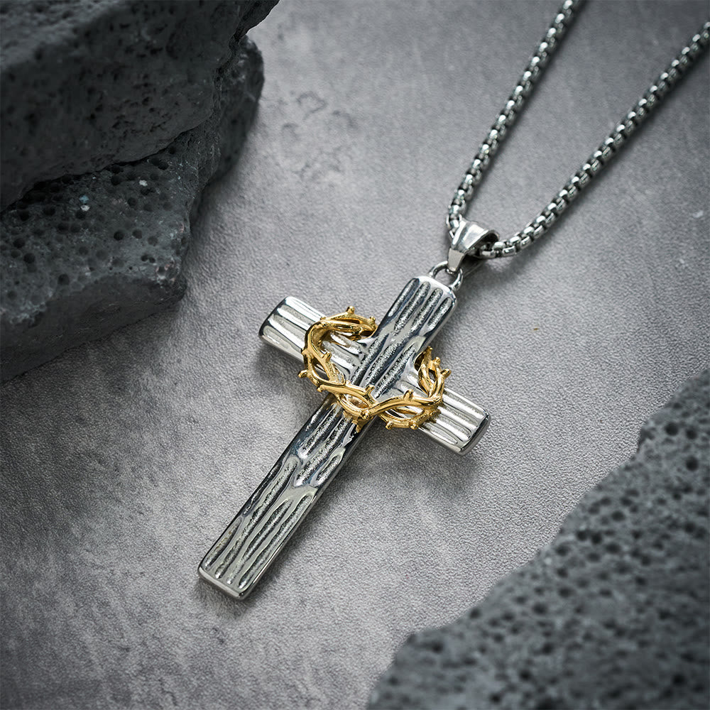 Christianartworkshop Collar con colgante de cruz de la corona de espinas de Jesús de estilo moderno para protección sagrada. - image 3