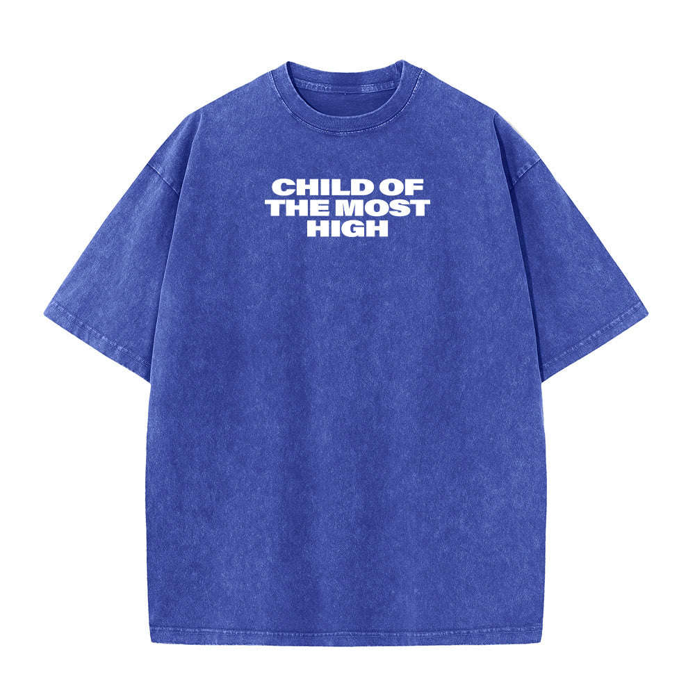 Christianartworkshop Camiseta unisex lavada con la inscripción "Hijo de la Cruz Altísima" en letras grandes. - image 4
