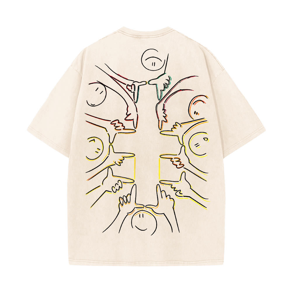 Christianartworkshop Camiseta unisex lavada con estampado de figura humana y cruz de la unidad. - image 11