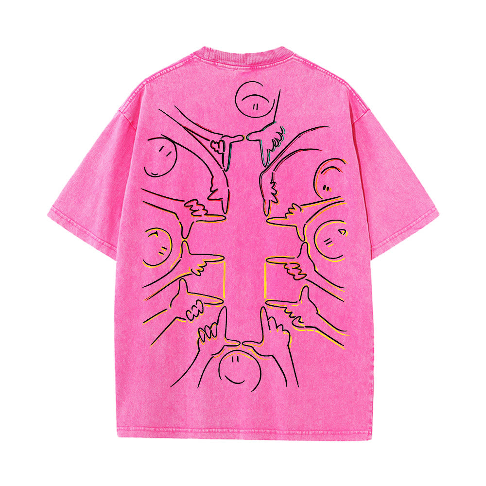 Christianartworkshop Camiseta unisex lavada con estampado de figura humana y cruz de la unidad. - image 14