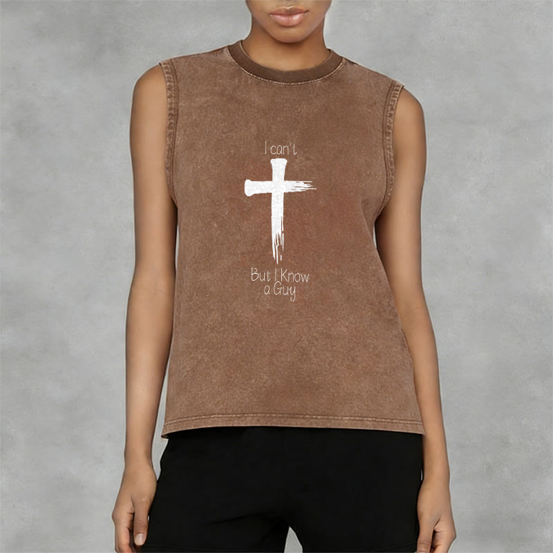 Christianartworkshop No puedo, pero conozco a un chico. Camiseta sin mangas unisex lavada Faith. - image 8