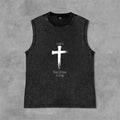Christianartworkshop No puedo, pero conozco a un chico. Camiseta sin mangas unisex lavada Faith. - Negro - 2XL - image 0