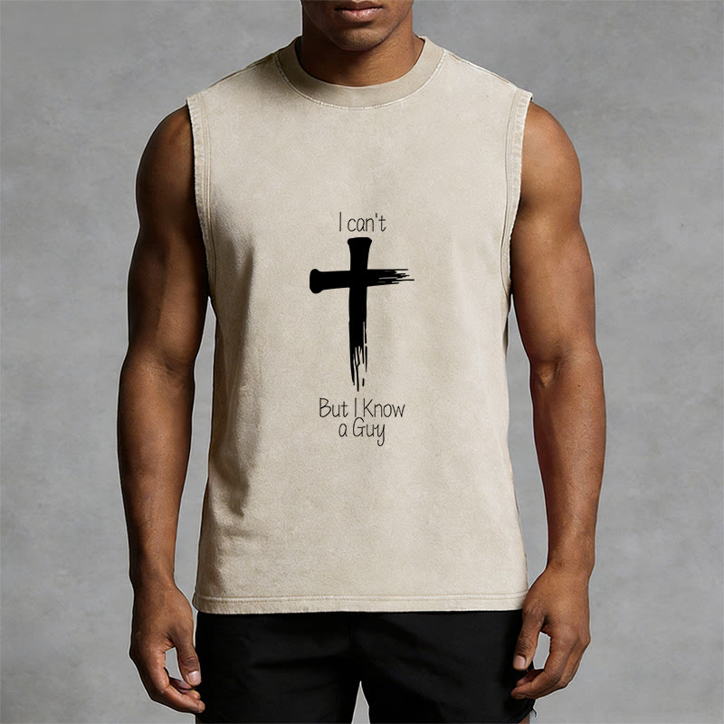 Christianartworkshop No puedo, pero conozco a un chico. Camiseta sin mangas unisex lavada Faith. - image 4
