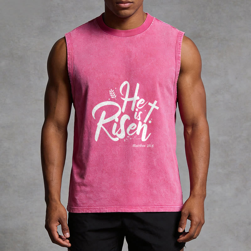 Christianartworkshop Él ha resucitado Mateo 28:6 Camiseta sin mangas unisex lavada - image 10