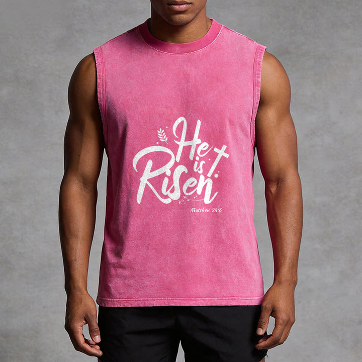 Christianartworkshop Él ha resucitado Mateo 28:6 Camiseta sin mangas unisex lavada - image 10