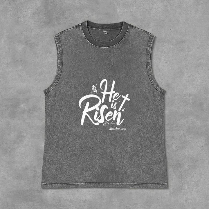 Christianartworkshop Él ha resucitado Mateo 28:6 Camiseta sin mangas unisex lavada - Gris - 2XL - image 12