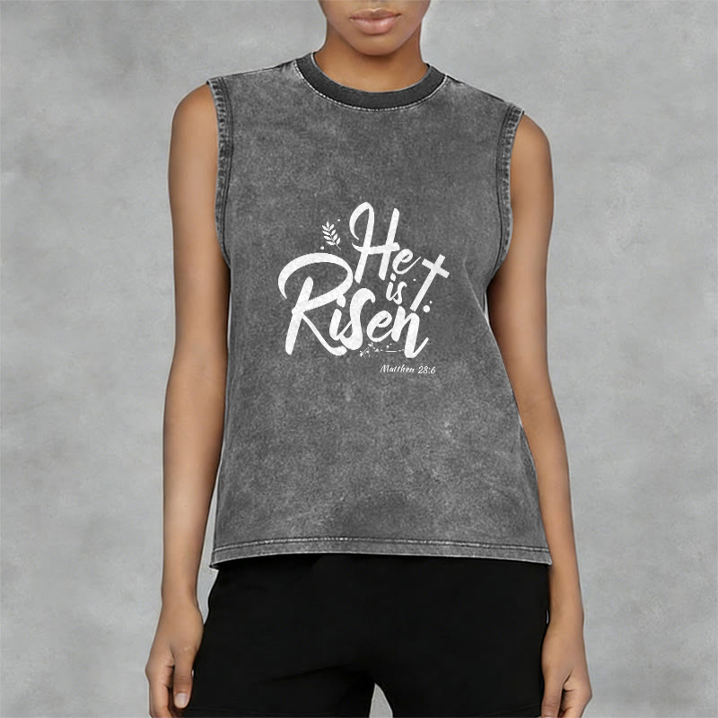 Christianartworkshop Él ha resucitado Mateo 28:6 Camiseta sin mangas unisex lavada - image 14