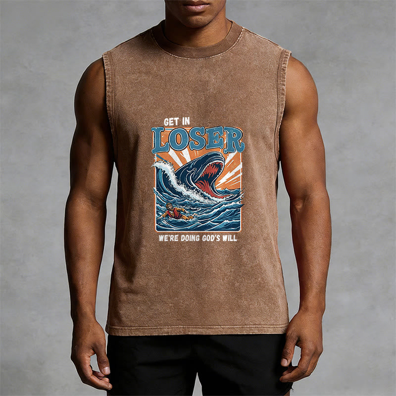 Christianartworkshop Sube, perdedor, estamos haciendo la voluntad de Dios. Camiseta sin mangas unisex lavada de Jonás. - image 10