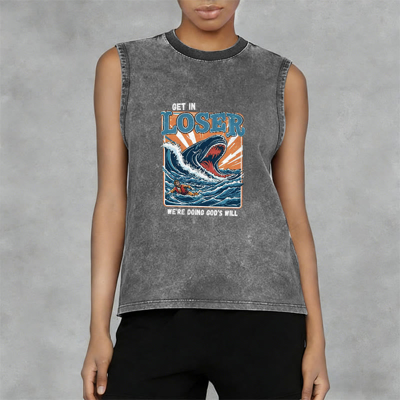 Christianartworkshop Sube, perdedor, estamos haciendo la voluntad de Dios. Camiseta sin mangas unisex lavada de Jonás. - image 14