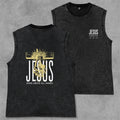 Christianartworkshop Camiseta sin mangas unisex lavada con el nombre de Jesús sobre todos los nombres - Negro - 2XL - image 0