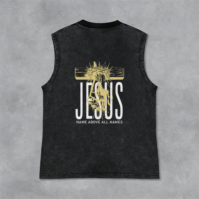 Christianartworkshop Camiseta sin mangas unisex lavada con el nombre de Jesús sobre todos los nombres - image 5
