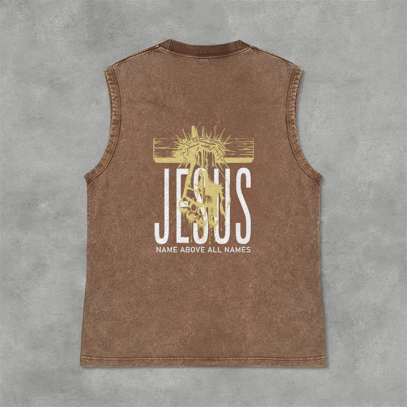 Christianartworkshop Camiseta sin mangas unisex lavada con el nombre de Jesús sobre todos los nombres - image 33