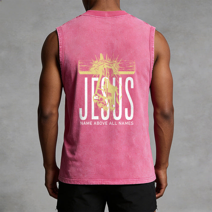 Christianartworkshop Camiseta sin mangas unisex lavada con el nombre de Jesús sobre todos los nombres - image 22