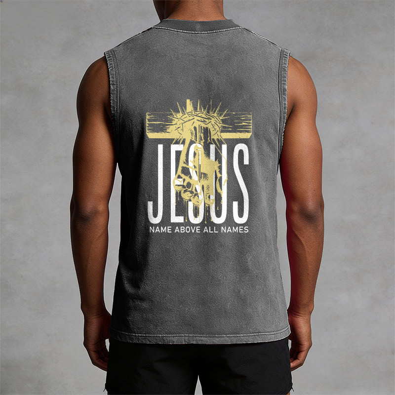 Christianartworkshop Camiseta sin mangas unisex lavada con el nombre de Jesús sobre todos los nombres - image 15