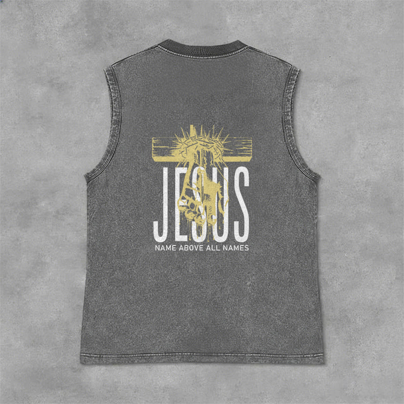 Christianartworkshop Camiseta sin mangas unisex lavada con el nombre de Jesús sobre todos los nombres - image 19
