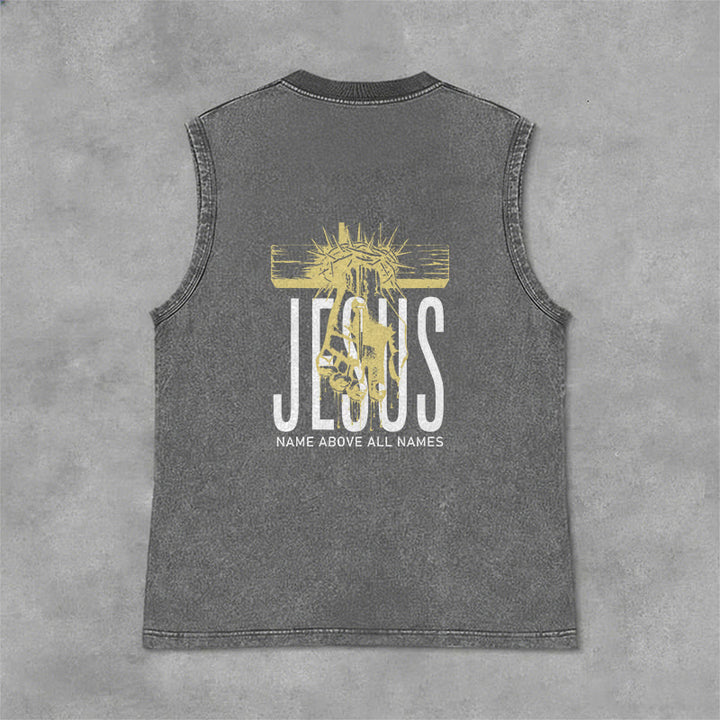 Christianartworkshop Camiseta sin mangas unisex lavada con el nombre de Jesús sobre todos los nombres - image 19