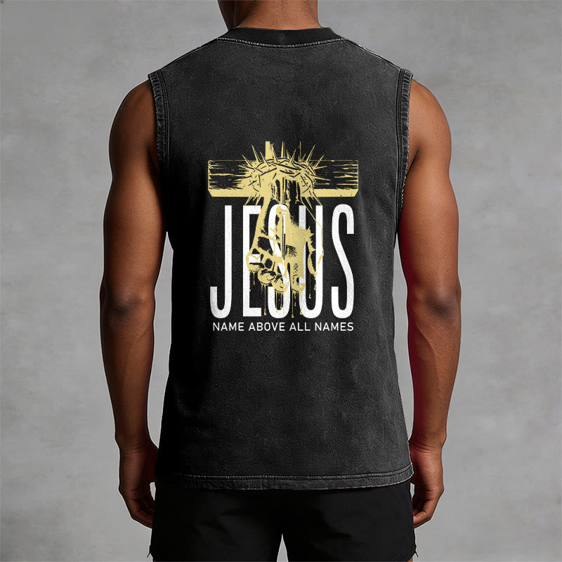 Christianartworkshop Camiseta sin mangas unisex lavada con el nombre de Jesús sobre todos los nombres - image 1