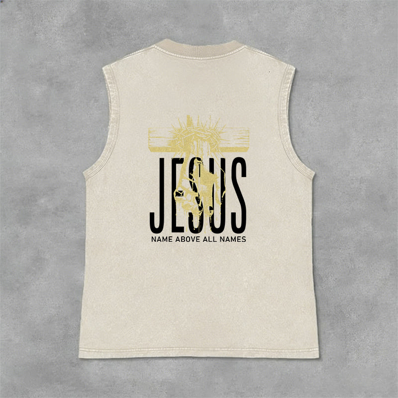 Christianartworkshop Camiseta sin mangas unisex lavada con el nombre de Jesús sobre todos los nombres - image 12