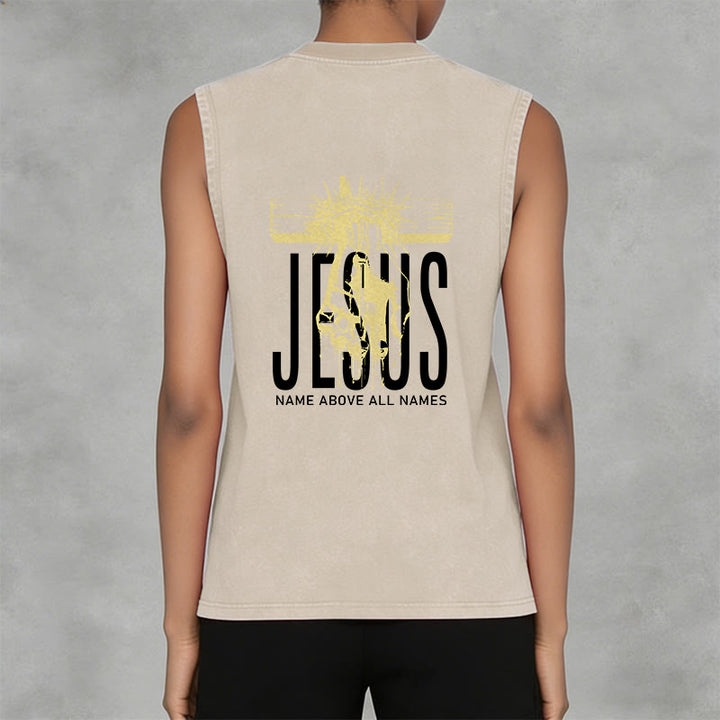 Christianartworkshop Camiseta sin mangas unisex lavada con el nombre de Jesús sobre todos los nombres - image 10