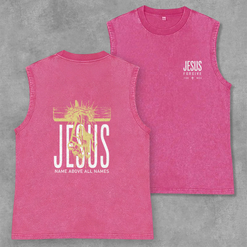 Christianartworkshop Camiseta sin mangas unisex lavada con el nombre de Jesús sobre todos los nombres - Rosa - 2XL - image 21