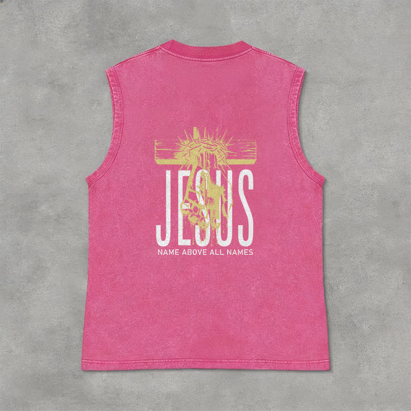 Christianartworkshop Camiseta sin mangas unisex lavada con el nombre de Jesús sobre todos los nombres - image 26